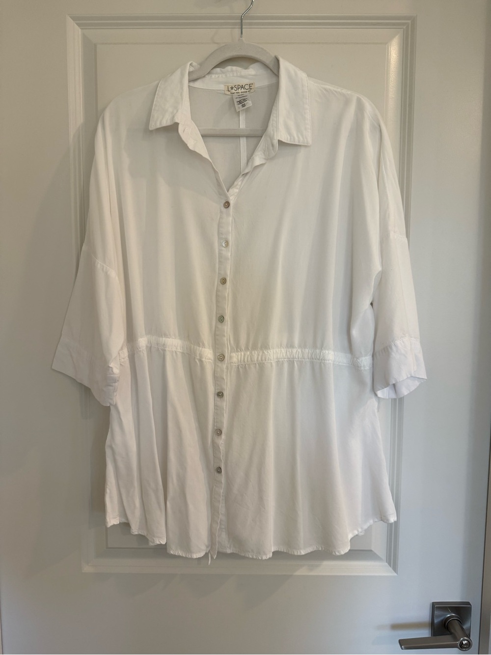 L*SPACE Pacifica White Button-Front Swim Coverup Tunic - Picture 3 of 10